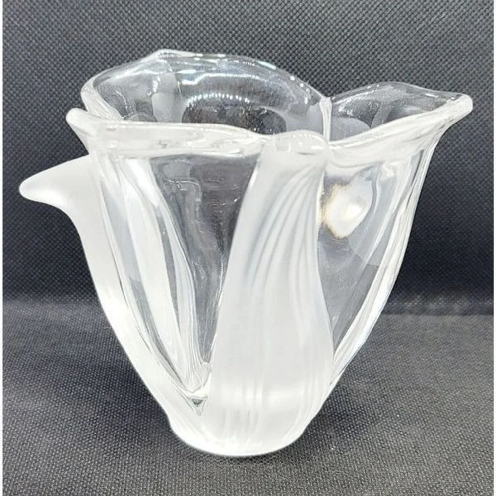 Crystal Frosted & Clear Vase/Votive